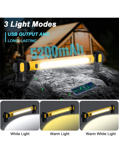Luz de Trabajo LED WEPPGO 2500LM Recargable Magnética Amarilla