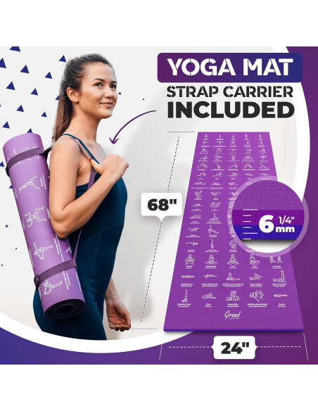 Alfombrilla de Yoga Instructiva GRAND BASICS 172.72x60.96cm Antideslizante