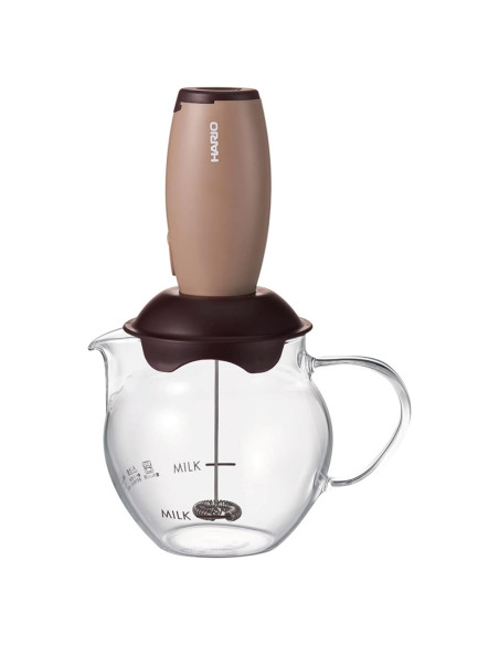 Espumador de Leche Eléctrico Hario Qto con Jarra 100ml Marrón