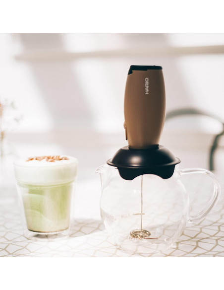 Espumador de Leche Eléctrico Hario Qto con Jarra 100ml Marrón