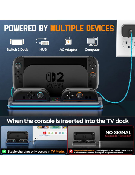 Estación de Carga Tokluck para Joy-Con 2 Switch 2 con RGB