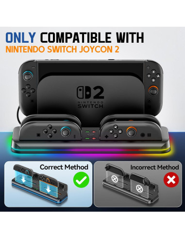 Estación de Carga Tokluck para Joy-Con 2 Switch 2 con RGB