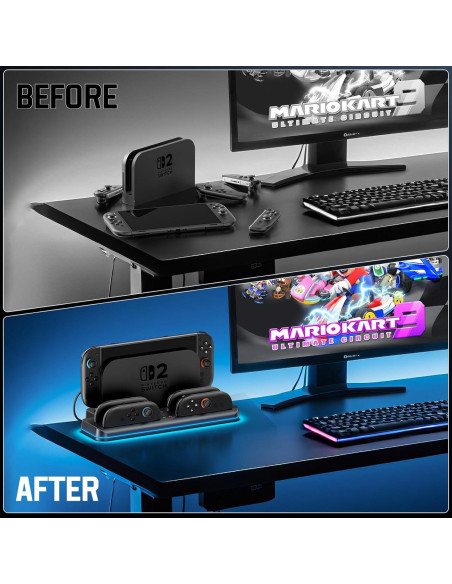 Estación de Carga Tokluck para Joy-Con 2 Switch 2 con RGB