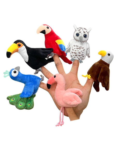 Juego de 6 Marionetas de Dedo de Pájaro JUSTQUNSEEN