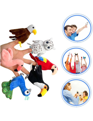 Juego de 6 Marionetas de Dedo de Pájaro JUSTQUNSEEN