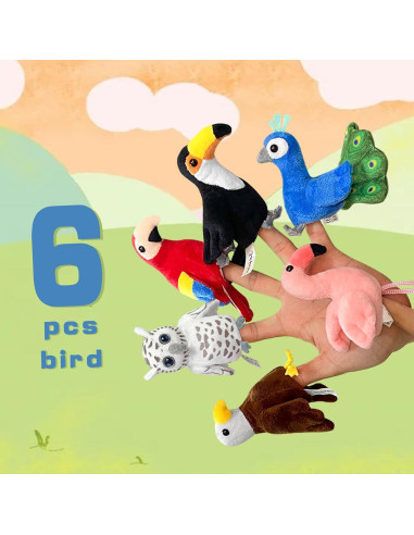 Juego de 6 Marionetas de Dedo de Pájaro JUSTQUNSEEN