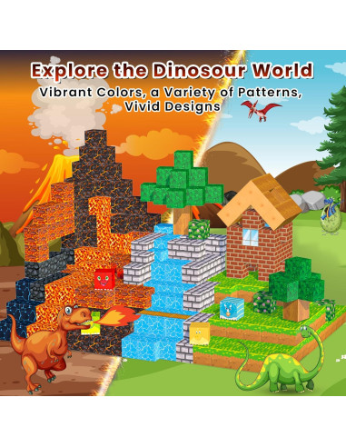 150PCS Juguetes de Dinosaurios Magnéticos Stlloys para Niños 3-8 Años