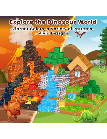 150PCS Juguetes de Dinosaurios Magnéticos Stlloys para Niños 3-8 Años