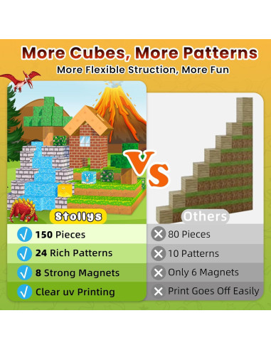 150PCS Juguetes de Dinosaurios Magnéticos Stlloys para Niños 3-8 Años
