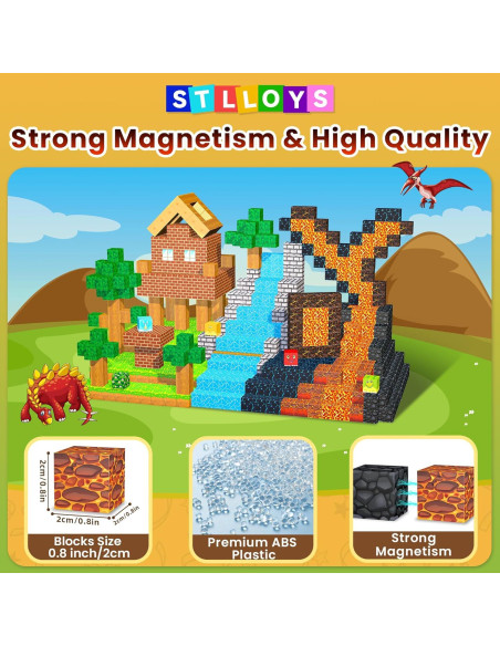 150PCS Juguetes de Dinosaurios Magnéticos Stlloys para Niños 3-8 Años