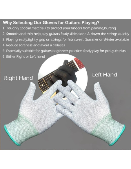 Guantes Protectores para Guitarristas Rhinos Talla M Gris