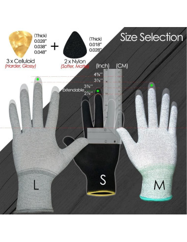 Guantes Protectores para Guitarristas Rhinos Talla M Gris