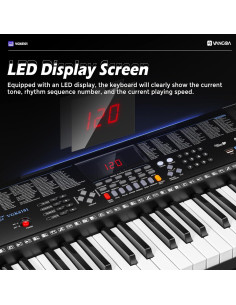 Piano Eléctrico Vangoa VGK6101 de 61 Teclas Iluminadas 2