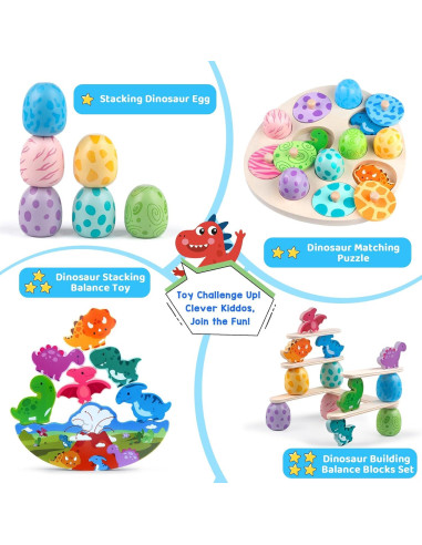 Juguete Montessori Dinosaurios Aliex 4 en 1 para Niños 12+ Meses