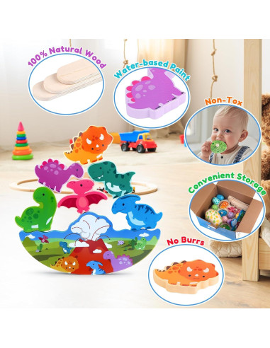 Juguete Montessori Dinosaurios Aliex 4 en 1 para Niños 12+ Meses