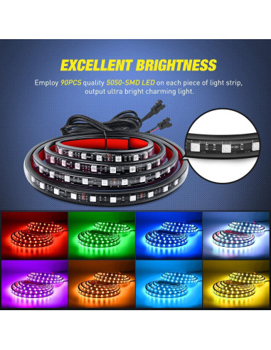 Kit de Tiras de Luz RGB Nilight TL-31 para Cama de Camión 2 Pcs