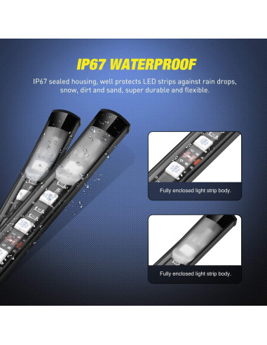 Kit de Tiras de Luz RGB Nilight TL-31 para Cama de Camión 2 Pcs