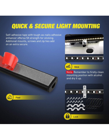Kit de Tiras de Luz RGB Nilight TL-31 para Cama de Camión 2 Pcs