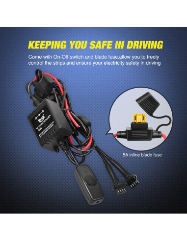 Kit de Tiras de Luz RGB Nilight TL-31 para Cama de Camión 2 Pcs