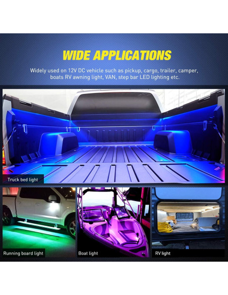 Kit de Tiras de Luz RGB Nilight TL-31 para Cama de Camión 2 Pcs