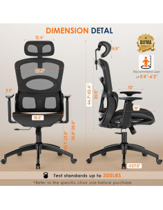 Silla de Oficina Ergonómica GABRYLLY 1070, Soporte Lumbar Ajustable 2