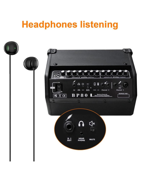 Amplificador Acústico Coolmusic BP80 100W Bluetooth 6 Entradas