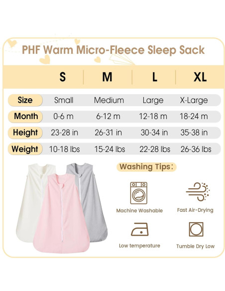 Saco de Dormir para Bebés PHF 3 Pack Microforro 0-6 Meses
