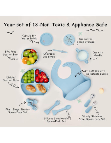 Juego de Alimentación de Silicona MBQMBSS 13 PZS Bebés