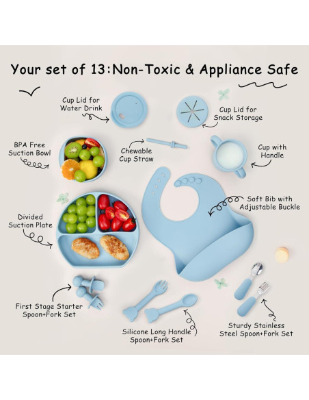 Juego de Alimentación de Silicona MBQMBSS 13 PZS Bebés