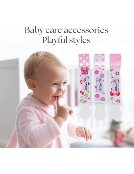 Juego de Clips para Chupete Milanti - Set de 21 Piezas Rosa y Amarillo
