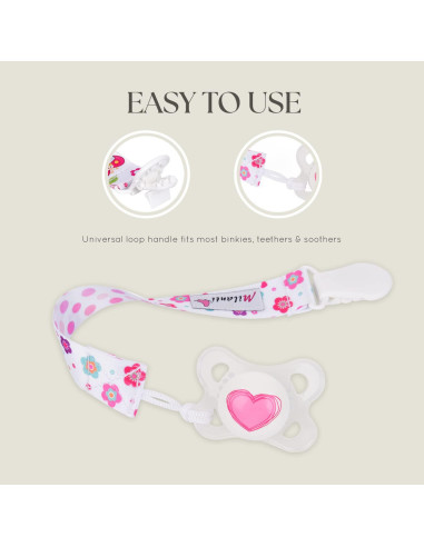 Juego de Clips para Chupete Milanti - Set de 21 Piezas Rosa y Amarillo
