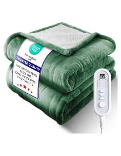 Manta Eléctrica Calentada LEERUN Completa Verde 8 Niveles