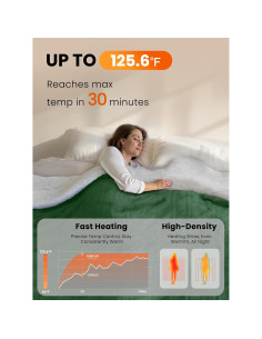 Manta Eléctrica Calentada LEERUN Completa Verde 8 Niveles 2