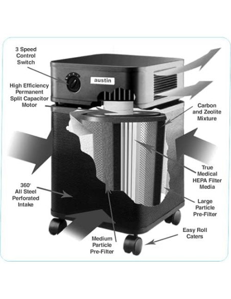 Purificador de Aire Austin Air HealthMate B400 - 4 Etapas, Negro