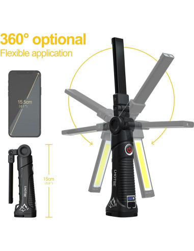LHOTSE Luz de Trabajo LED Recargable 360 Magnética 500 Lúmenes