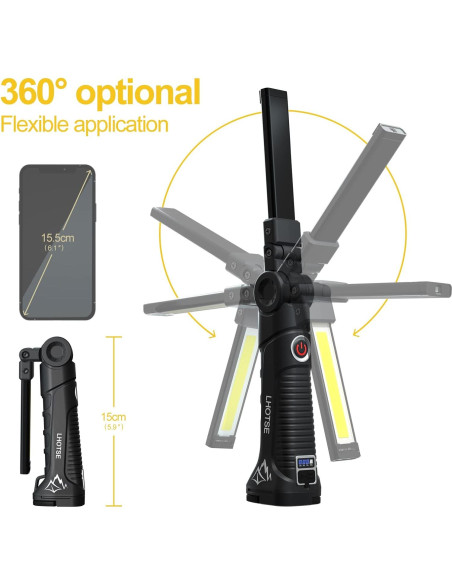 LHOTSE Luz de Trabajo LED Recargable 360 Magnética 500 Lúmenes