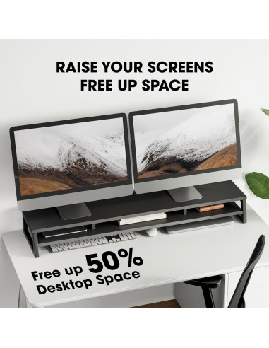 Soporte Doble para Monitor Fenge 108 cm con Almacenamiento