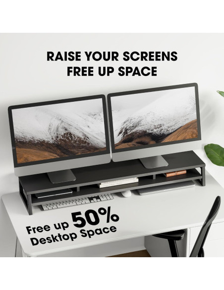 Soporte Doble para Monitor Fenge 108 cm con Almacenamiento