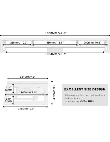 Soporte Doble para Monitor Fenge 108 cm con Almacenamiento