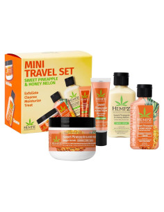 Kit de Viaje Mini Hempz: Gel de Ducha, Loción, Exfoliante y Bálsamo Labial