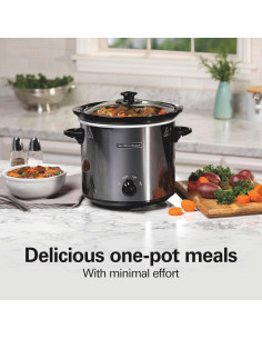 Olla de Cocción Lenta Hamilton Beach 4 Cuartos Cerámica Gris 2