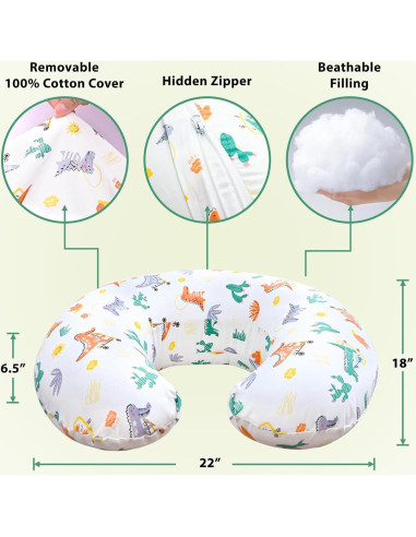 Almohada de Lactancia Resylp Dinosaurio 55.88x45.72 cm Algodón