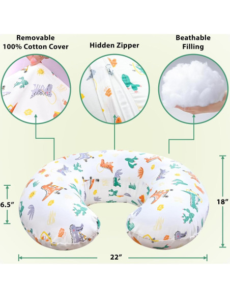 Almohada de Lactancia Resylp Dinosaurio 55.88x45.72 cm Algodón