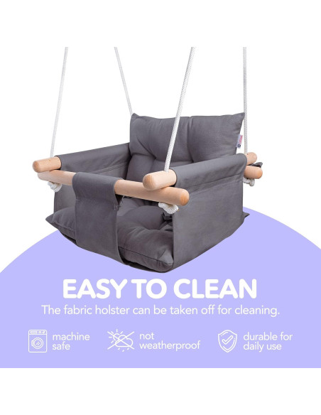 Columpio de Lona para Bebés Cateam Gris Oscuro con Cinturón