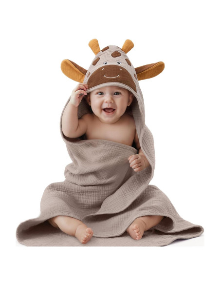 Toalla con Capucha de Muselina Blissful Diary Jirafa 81x81cm