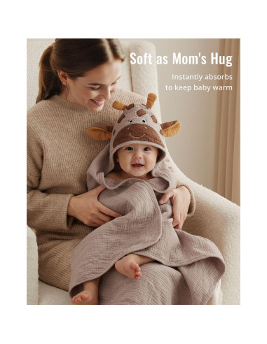 Toalla con Capucha de Muselina Blissful Diary Jirafa 81x81cm