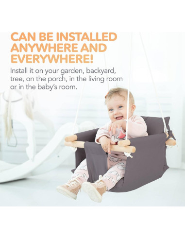 Columpio de Lona para Bebés Cateam Gris Oscuro con Cinturón