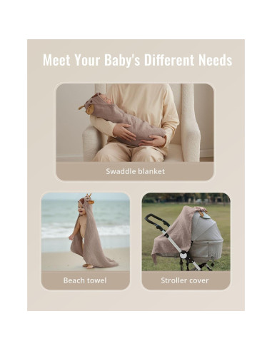 Toalla con Capucha de Muselina Blissful Diary Jirafa 81x81cm