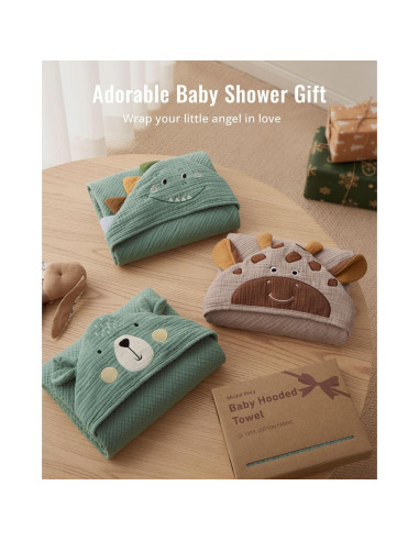 Toalla con Capucha de Muselina Blissful Diary Jirafa 81x81cm