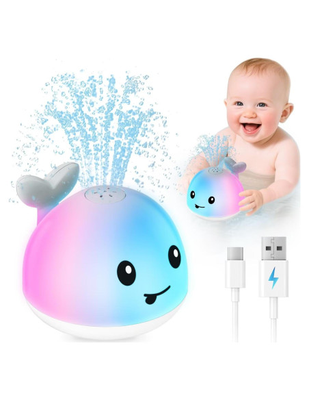 Juguete de Baño Ballena LED Recargable para Bebés 6-36 Meses